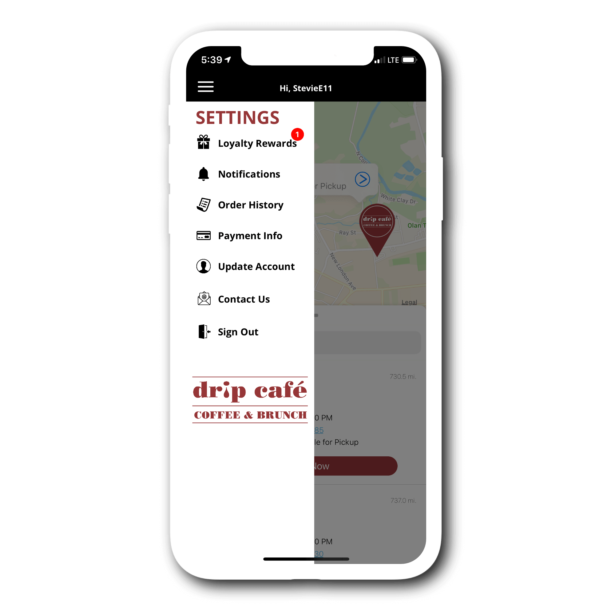 Image of Drip Cafe app screenshot